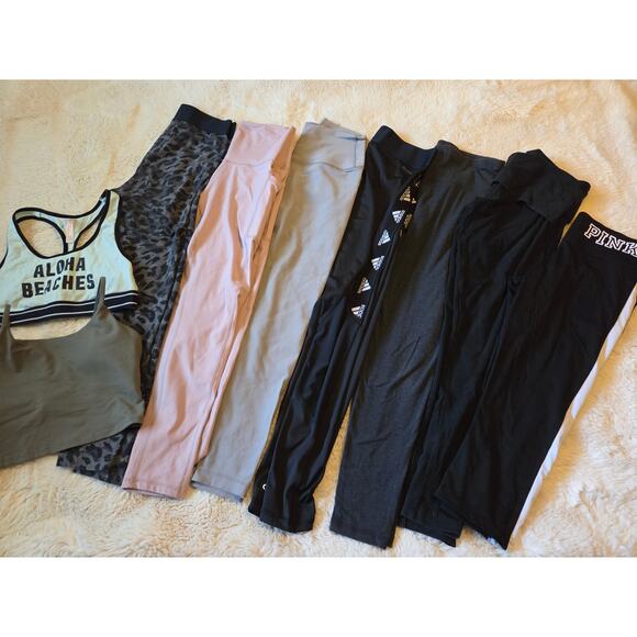 Womens Size Medium Lot of 7 Workout Leggings and 2 Sports Bras - Picture 1 of 9